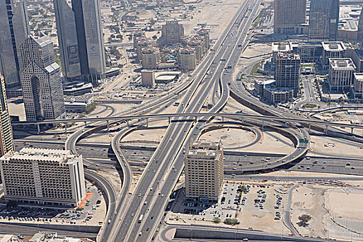 航拍,交通,连通,道路,迪拜,阿联酋