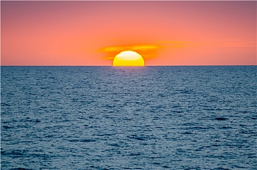 日落,海洋