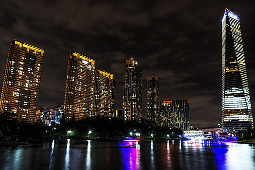 运河,夜晚,反射