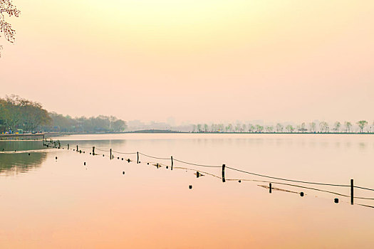 杭州西湖风光晨景