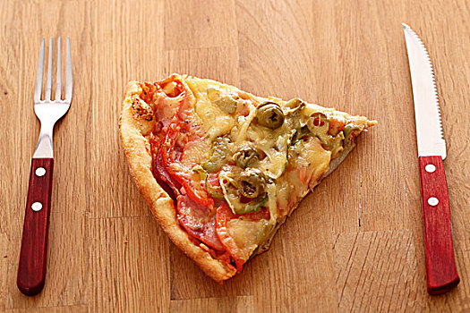切片,意大利,比萨饼,上方,木质背景