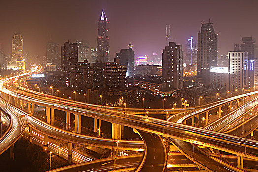 上海城市交通夜景