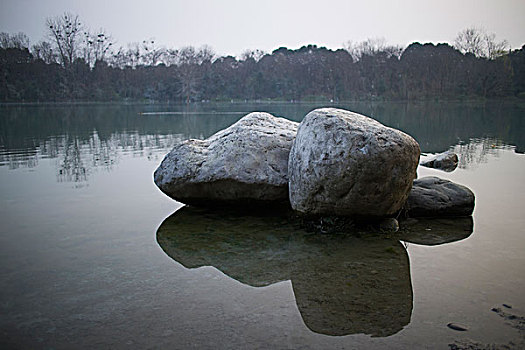 公园湖边石头,观赏石