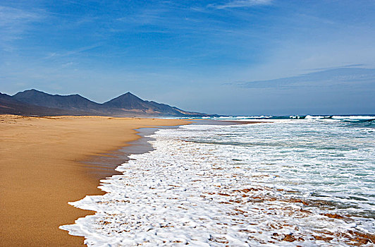 海浪,海滩,北海岸,富埃特文图拉岛,加纳利群岛,西班牙,欧洲
