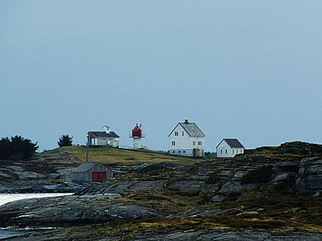 房子,乡村,海岸线,挪威