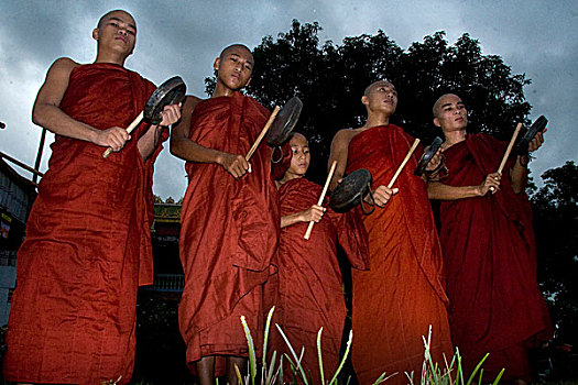 仪式,佛教,圣日,山,地区,孟加拉,十月,2009年