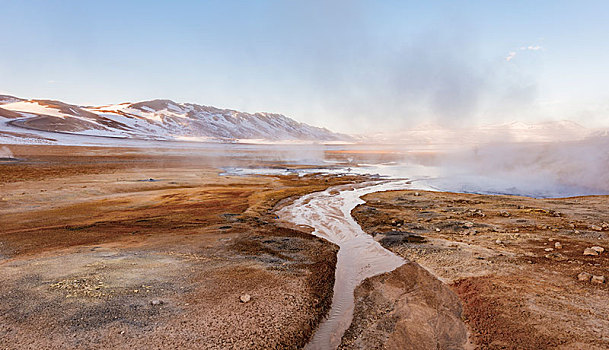 蒸汽,河,地热,区域,纳玛斯克德,北方,冰岛,欧洲