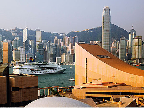 香港,艺术,中心,港口,天际线,中国