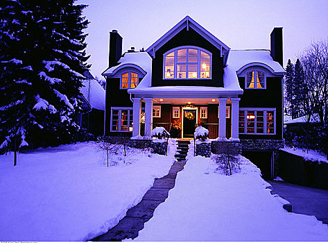 房子,冬天,卡尔加里,艾伯塔省,加拿大