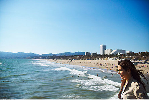 女人,海滩,加利福尼亚,美国