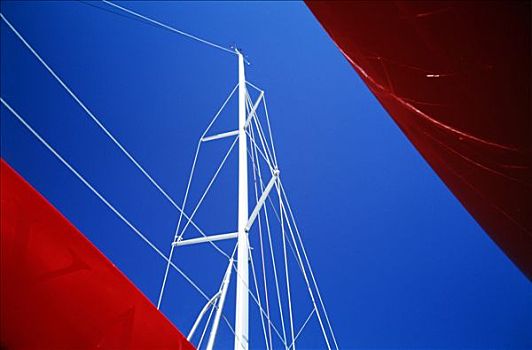 帆船,桅杆,蓝天