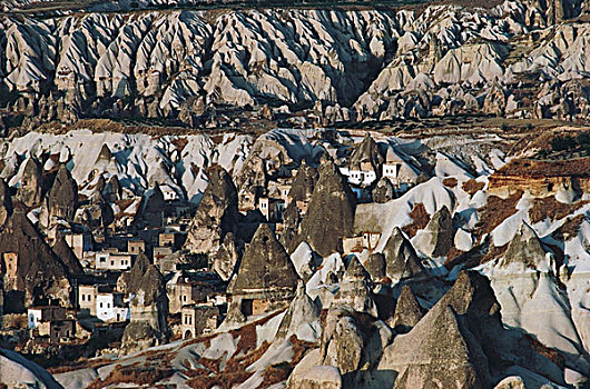 俯拍,仙人烟囱岩,山谷,卡帕多西亚,土耳其