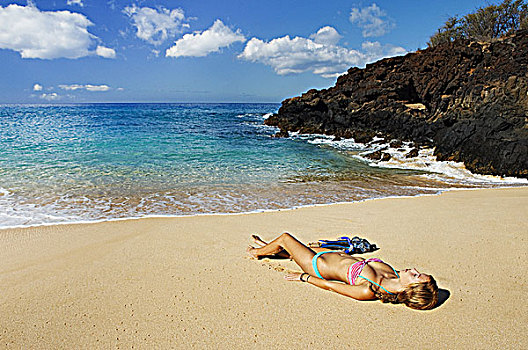 夏威夷,毛伊岛,麦肯那,美女,通气管,放松