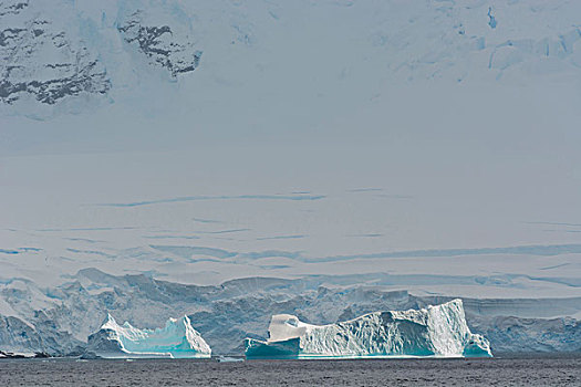 南极,海峡,冰山,冰河,背景