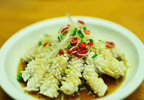 中国特色菜品新鲜鱿鱼花