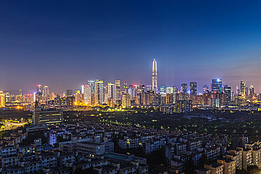 广东深圳福田天际线夜景城市风光