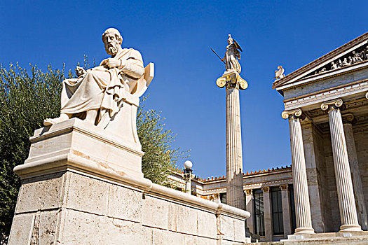 雕塑,正面,教育,建筑,雅典,学院,希腊