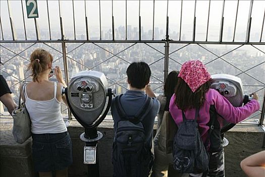 美国,纽约,游客,注视,帝国大厦