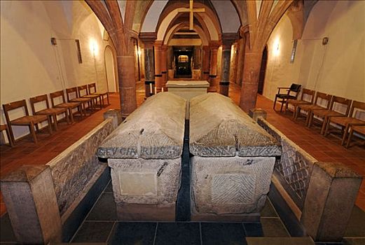 墓穴,石棺,地穴,大教堂,莱茵兰普法尔茨州,德国,欧洲