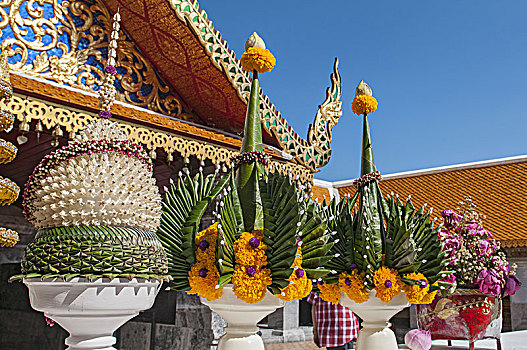 花,供品,素贴寺,清迈,泰国