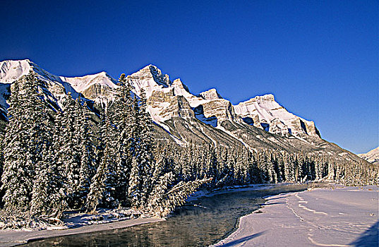 伦多山,弓河,弓形谷,靠近,艾伯塔省,加拿大