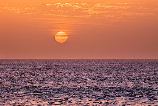 日落,上方,海洋,大西洋,加纳利群岛,西班牙,欧洲