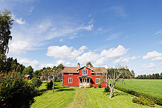 老,红房子,瑞典,风景