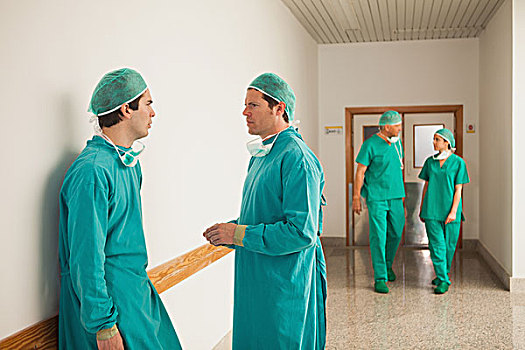 外科,交谈,走廊,医院
