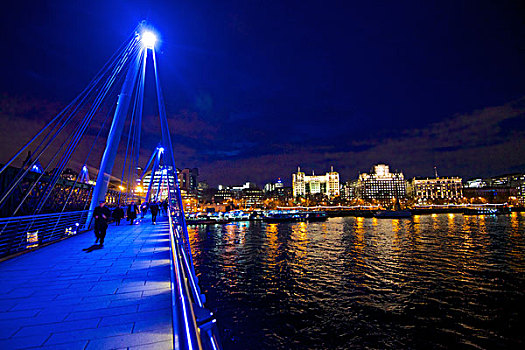 行人,上方,泰晤士河,伦敦,夜晚,大幅,尺寸
