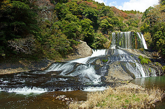 瀑布,大分,日本