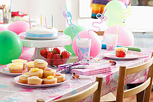 精灵蛋糕,清新,草莓,生日蛋糕,孩子,桌子,聚会,装饰