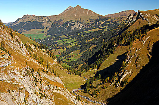 山谷,顶峰,自然保护区,瑞士,欧洲