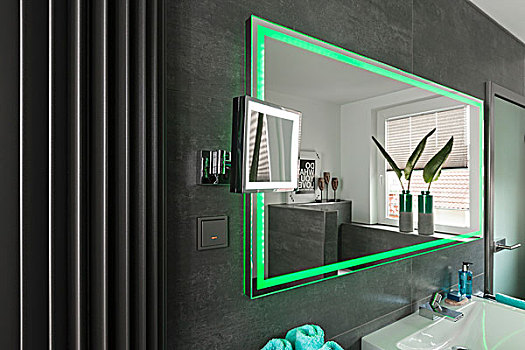 墙镜,绿色,led灯,亮光,墙壁