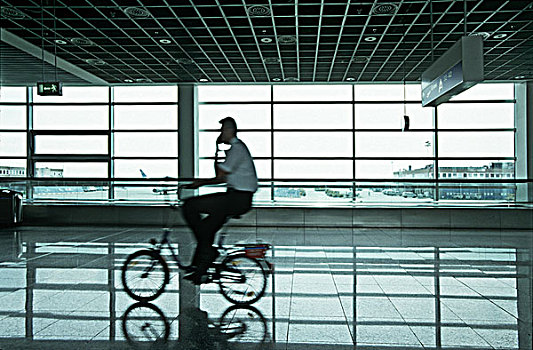 骑车,机场,大厅,法兰克福,德国