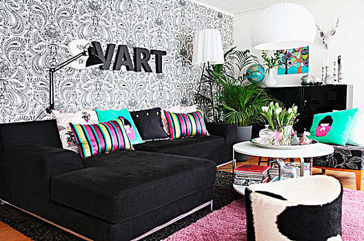 黑色,角,沙发,软躺椅,茶几,生活方式,区域,图案,壁纸