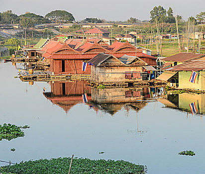 漂浮,房子,乡村,泰国