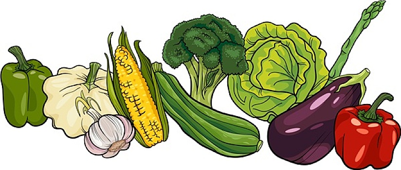 蔬菜,大,多,卡通,插画