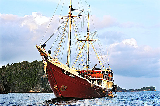 海洋,船,四王群岛,西巴布亚,印度尼西亚,亚洲