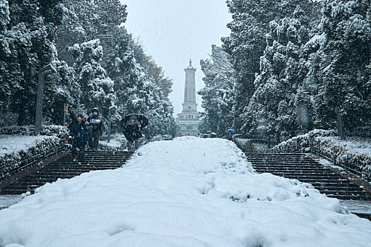 湖南省开福区烈士公园冬季雪景