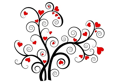 情人节,爱情,树,红色,心形
