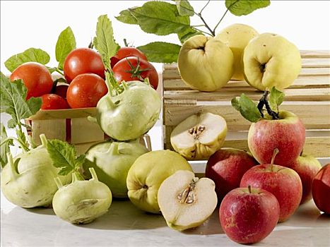 新鲜,苹果,榅桲树,蔬菜