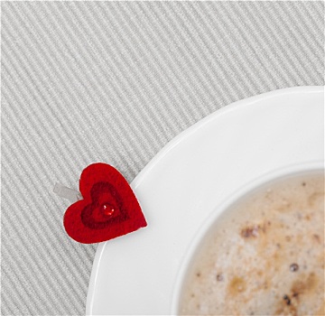 白色,杯子,咖啡,热饮,心形,象征,喜爱,情人节