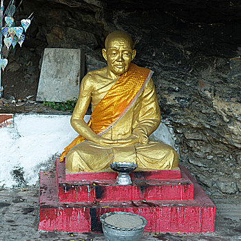 金色,雕塑,庙宇,琅勃拉邦,老挝