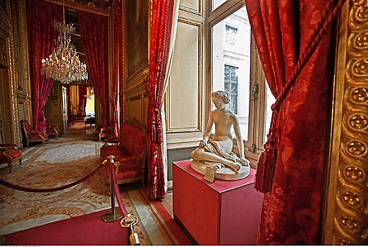 雕塑,走廊,卢浮宫,巴黎,法国