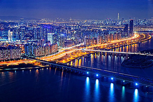 首尔,夜晚,韩国