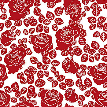 红玫瑰,无缝,图案