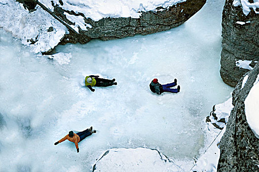 人,滑动,冰,峡谷