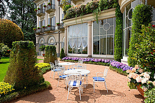 椅子,桌子,花园,酒店,大酒店,马焦雷湖,意大利