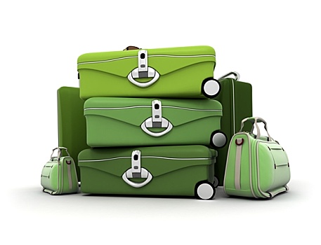 优雅,绿色,行李