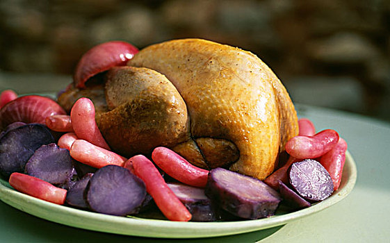 鸡肉,紫色马铃薯,土豆
